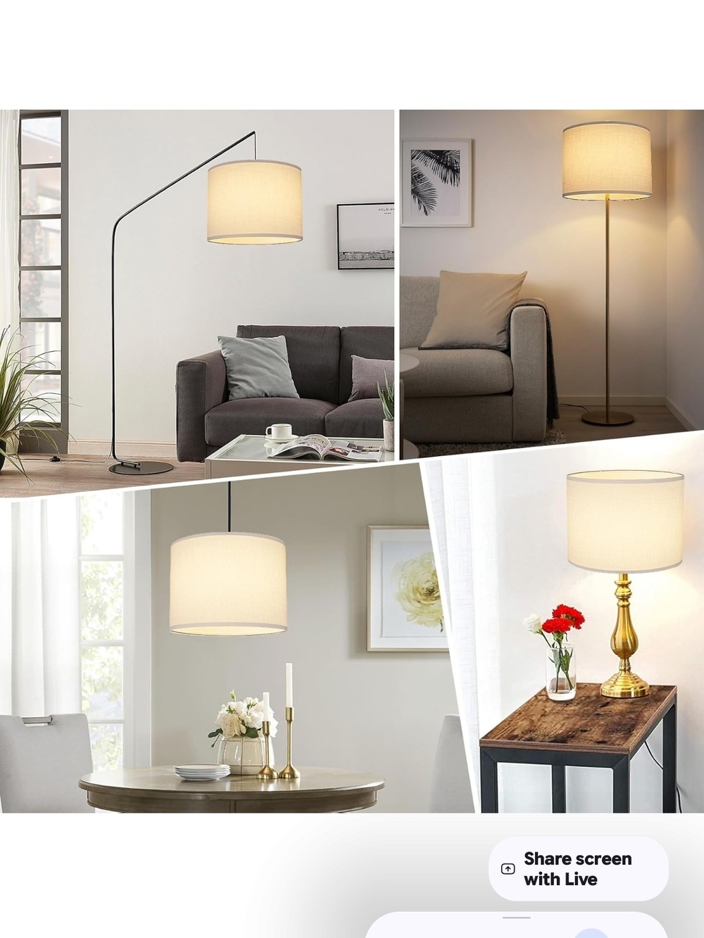 Set Of 2 White Drum Shade Floor & Table Lamp